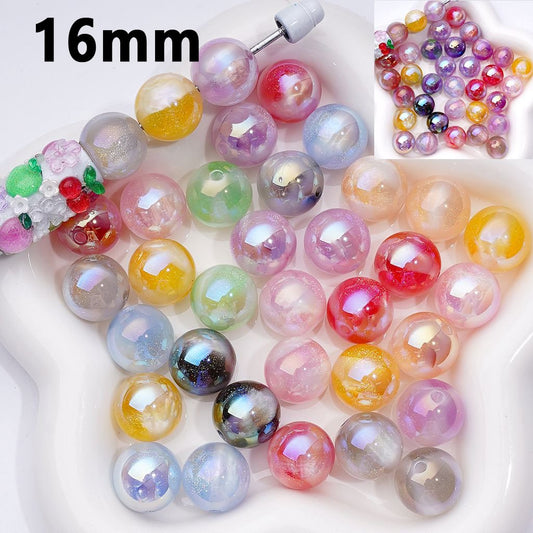 Shimmering Cat Eye Glitter Acrylic Beads – 16MM with UV Color-Changing Effect
