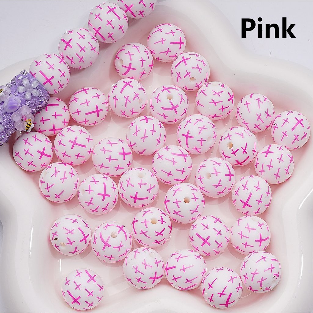 Mini Red Cross Print Medical Theme Silicone Craft Beads Z-00248
