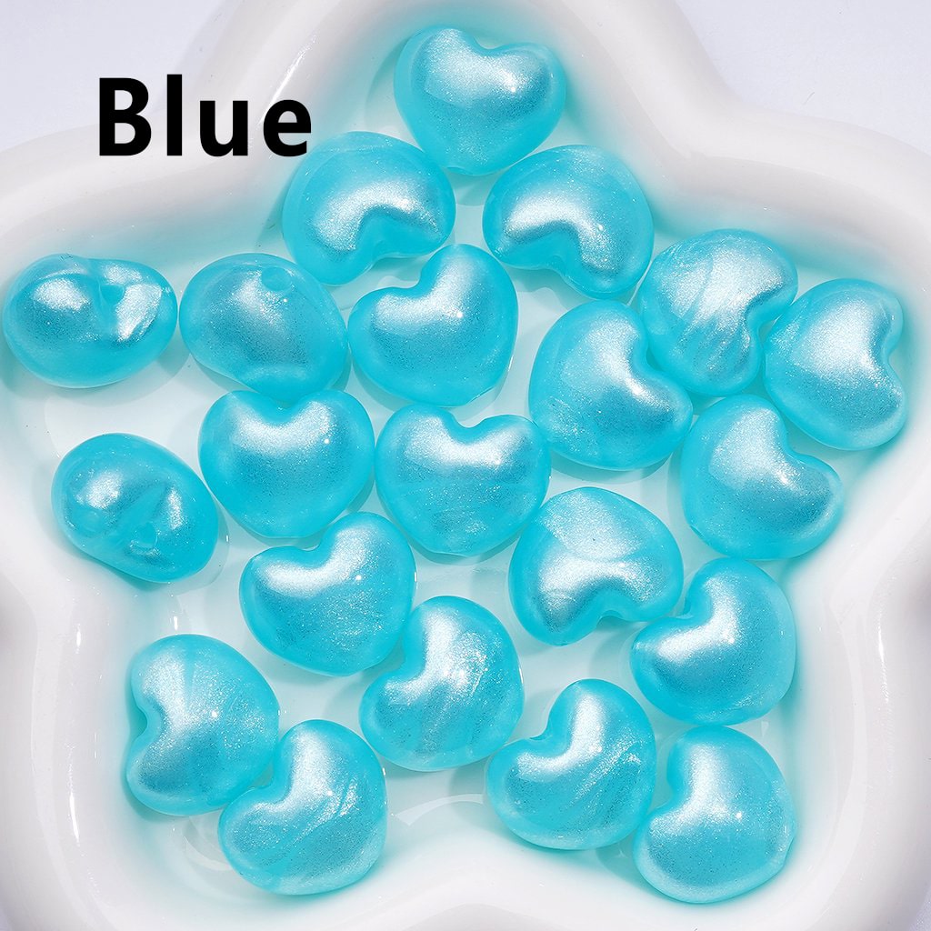 Glossy Multi-Color Heart Acrylic Beads – Vibrant Glitter Finish, Approx. 22 x 18MM