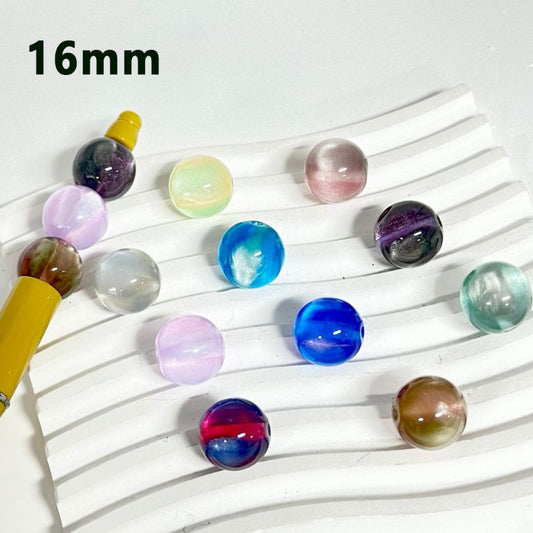 Translucent Colorful Galaxy Abstract Design Round Acrylic Beads, 16MM