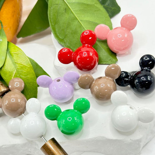 Cute Vivid Solid Color Micki Mouse Head Acrylic Beads, Around 29*23MM