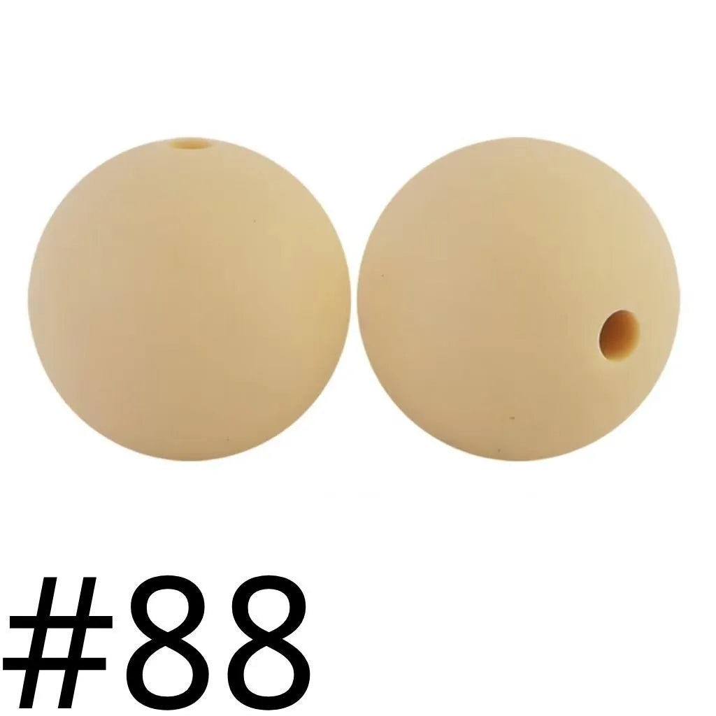 Silicone Beads, Solid Colors, 15 mm
