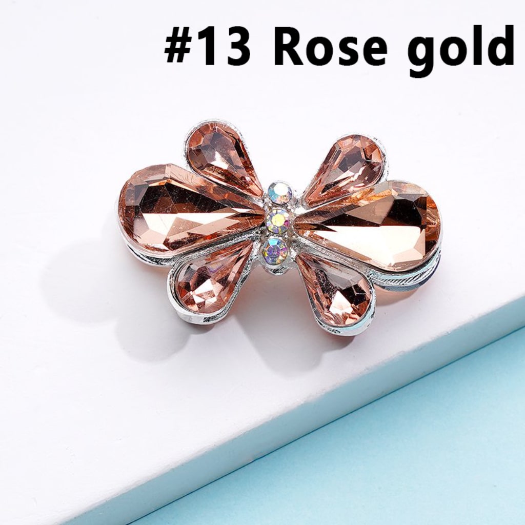 Delicate Fancy Silver Alloy Bowknot Flower with Colorful & AB Rhinestones Beads, Around 28*18MM