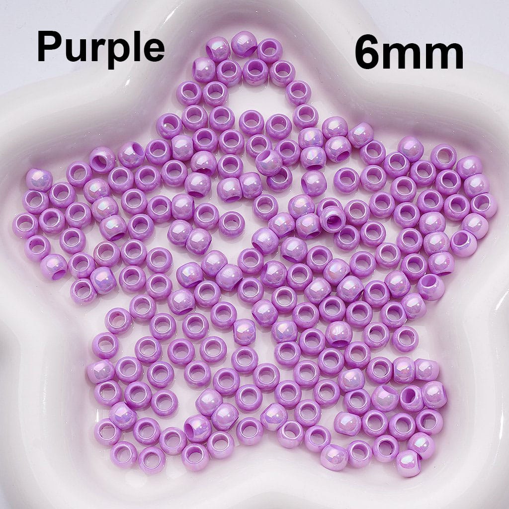 UV Coating Mini Seed with Large Hole Round Acrylic Spacer Waist Beads for Jewelry Making 6MM Random Mix (Can be Used for Pen)