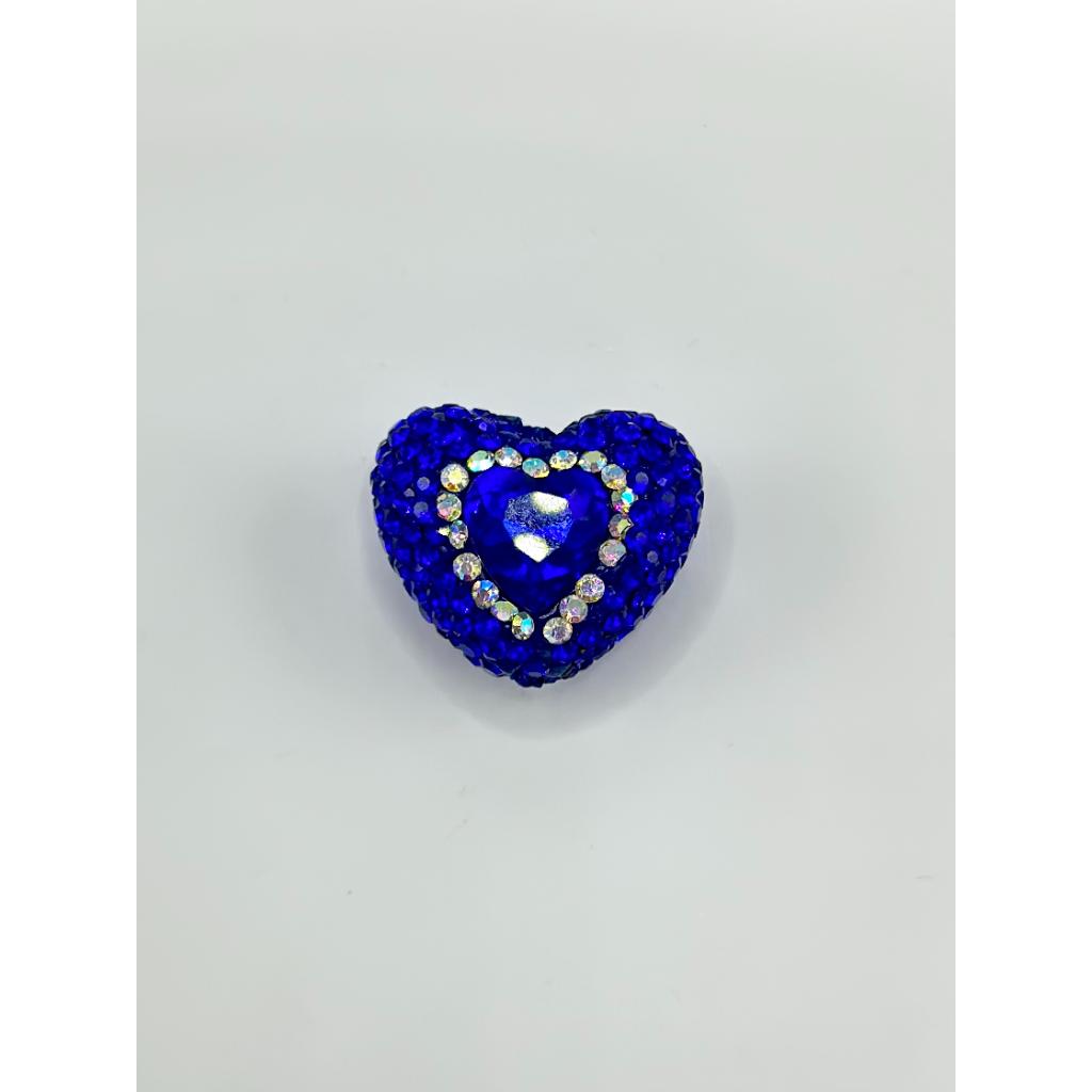 Sparkling Bling Bling Heart Clay Beads with Colorful Rhinestones, 20mm x 26mm