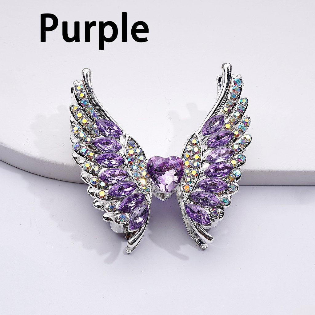 Exquisite Fancy Silver Alloy Angel's Wings Beads with Shiny Rhinestones, 46*50MM, Random Mix