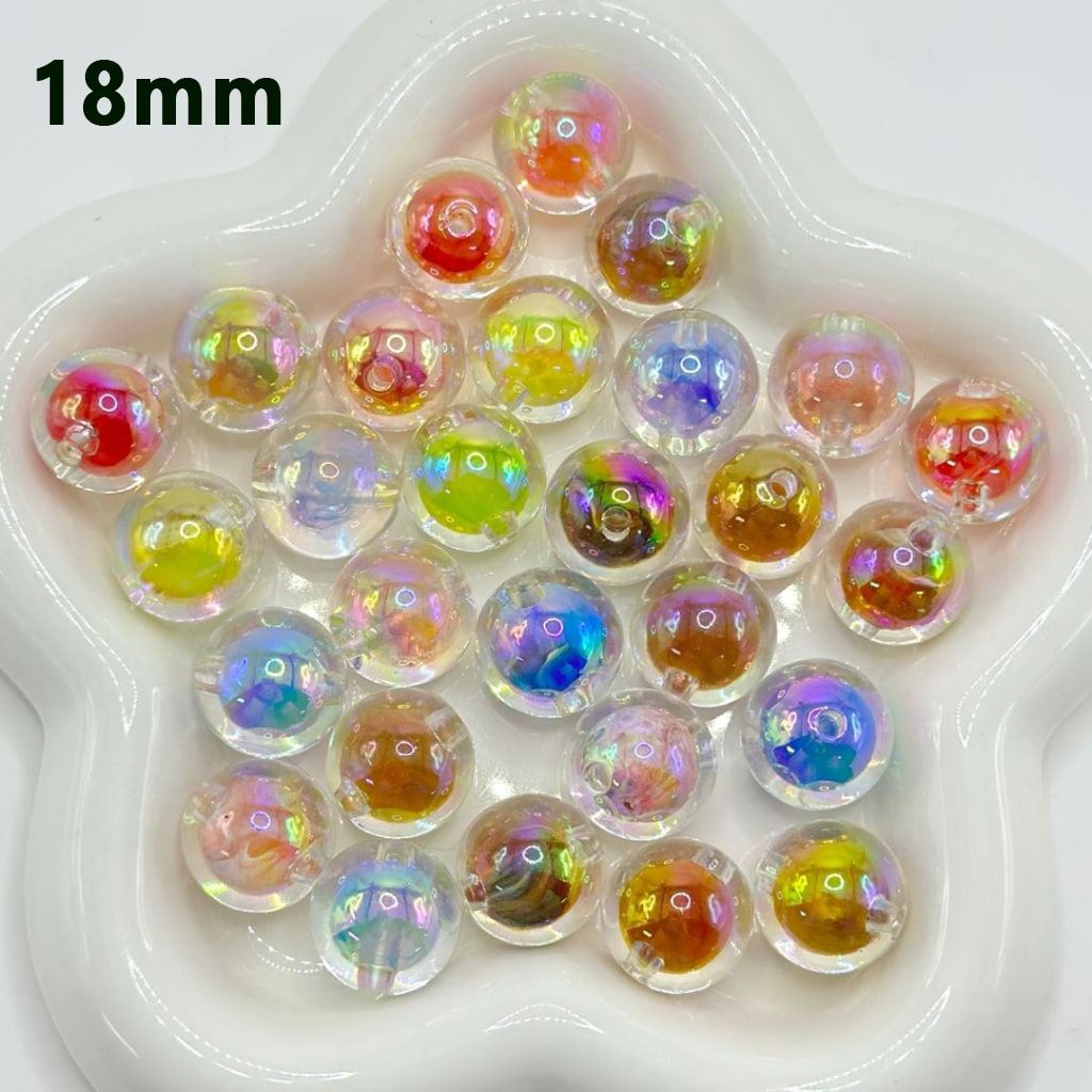 Small Size Double Layer Clear Colorful Round Acrylic Waist Beads for Jewelry Making 12mm, 16mm, 18mm Random Mix