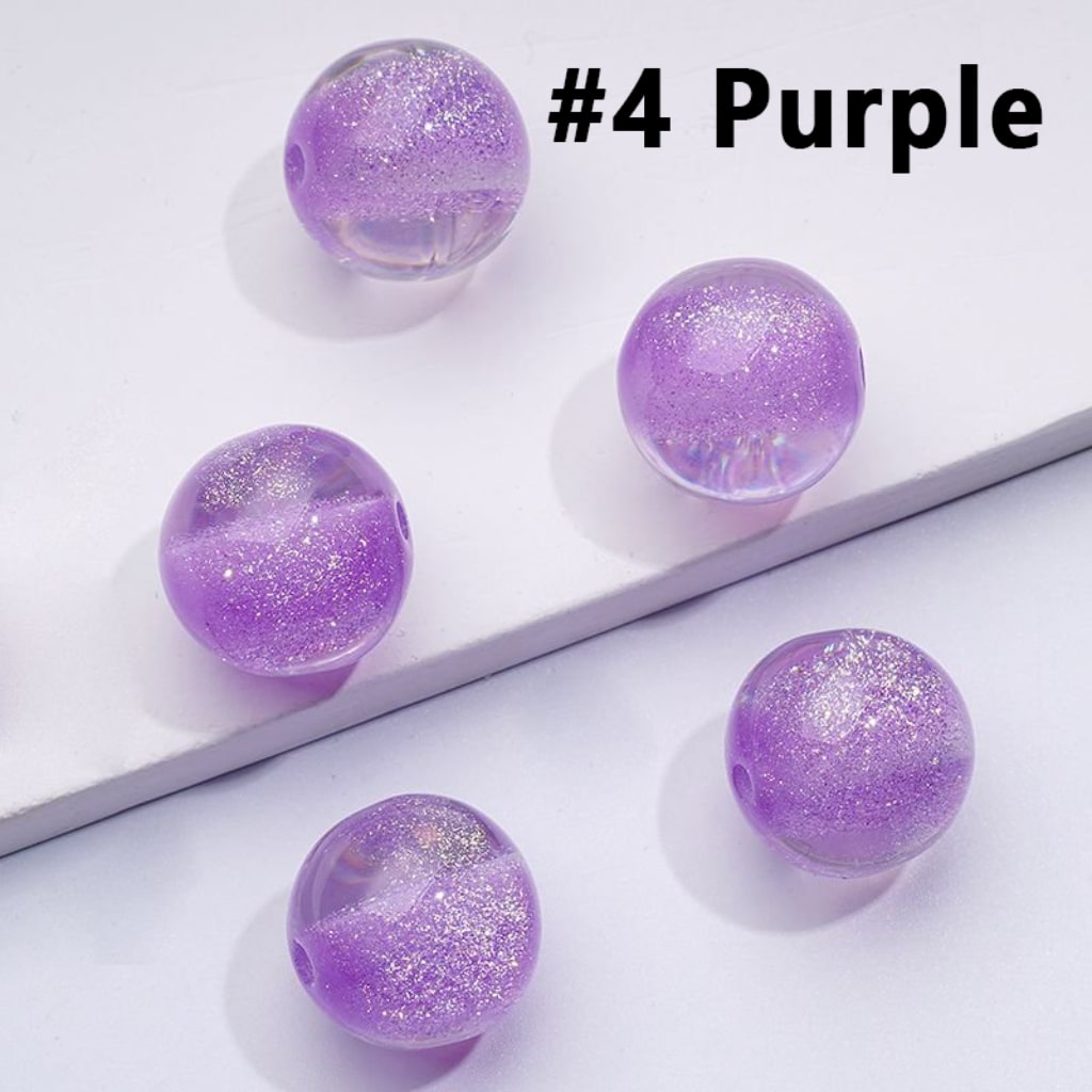 Glitter Galaxy Bling Bling Half Sugar Core Colorful Round Acrylic Beads, 12MM
