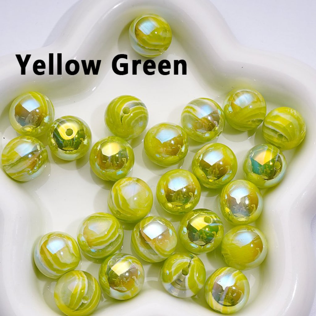 Round Acrylic Beads with UV Gloss and Colorful Art Stripes 16MM