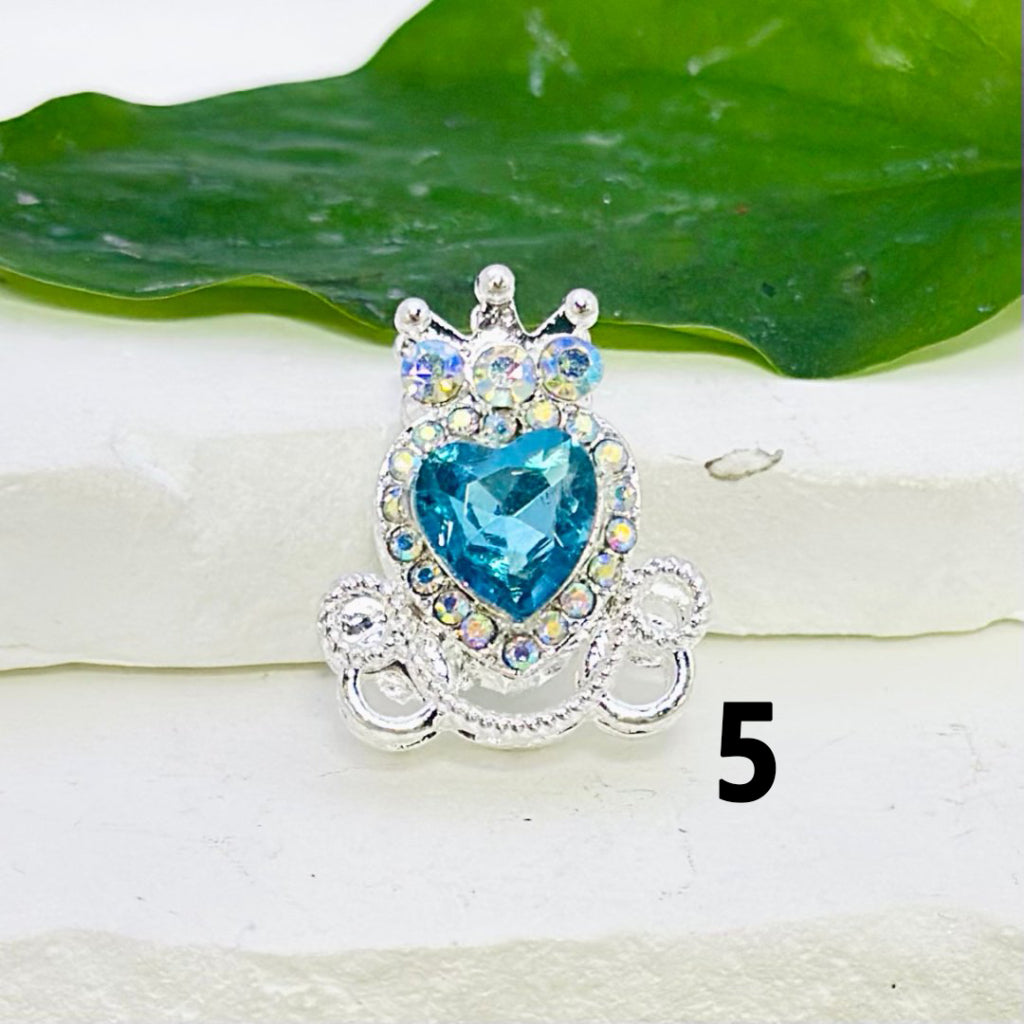 Bling Bling Silver Alloy Heart Crown with Mini Bling Bling AB Rhinestones Colorful Heart Rhinestones Beads, Around 26*22MM