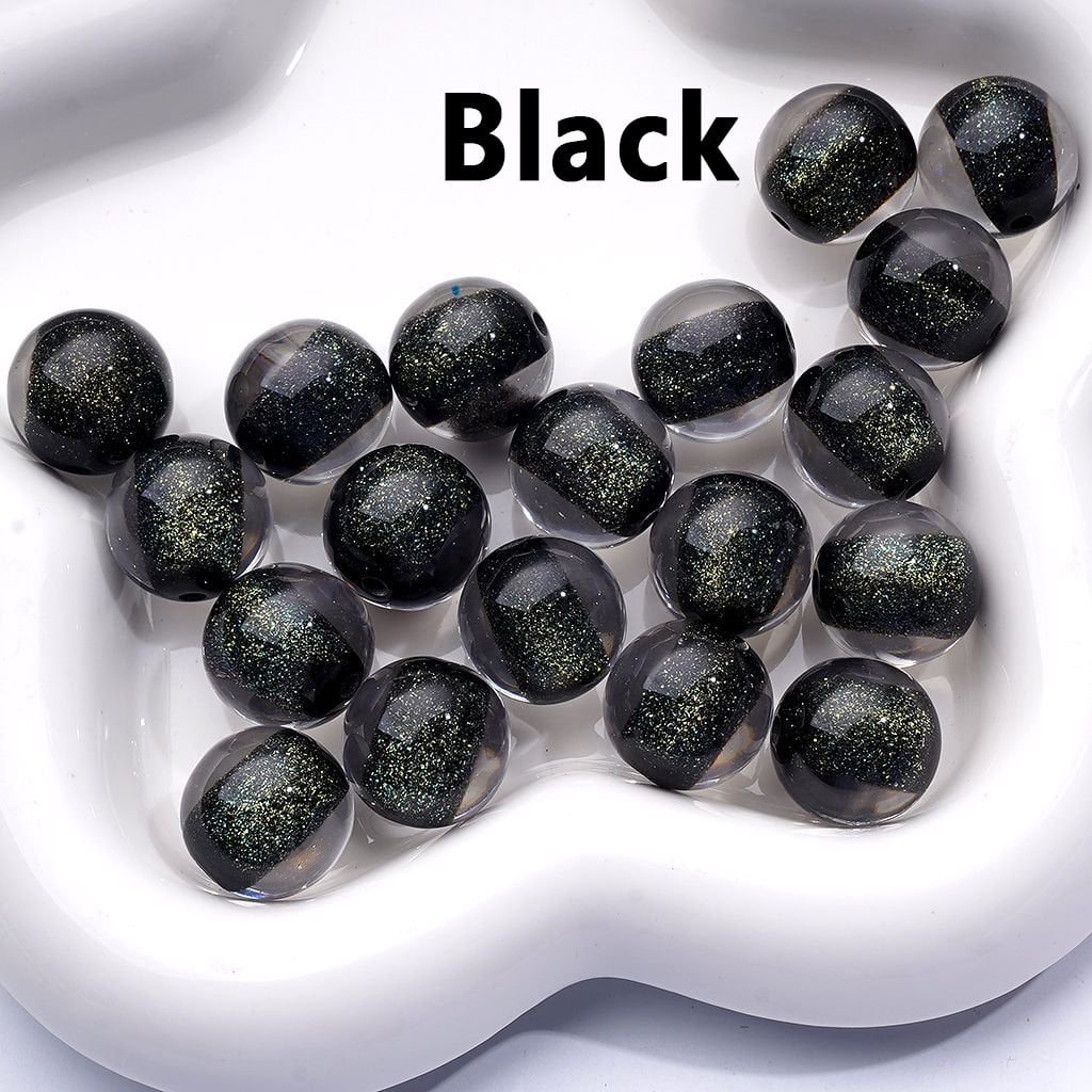 Multi-Color Luminous Glitter Sugar Core Inside Clear Round Acrylic Beads 16MM