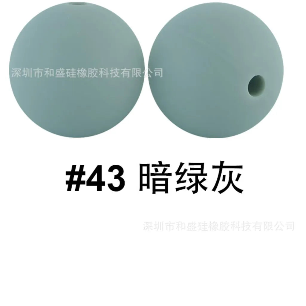 Solid Colored Silicone Beads 15 mm