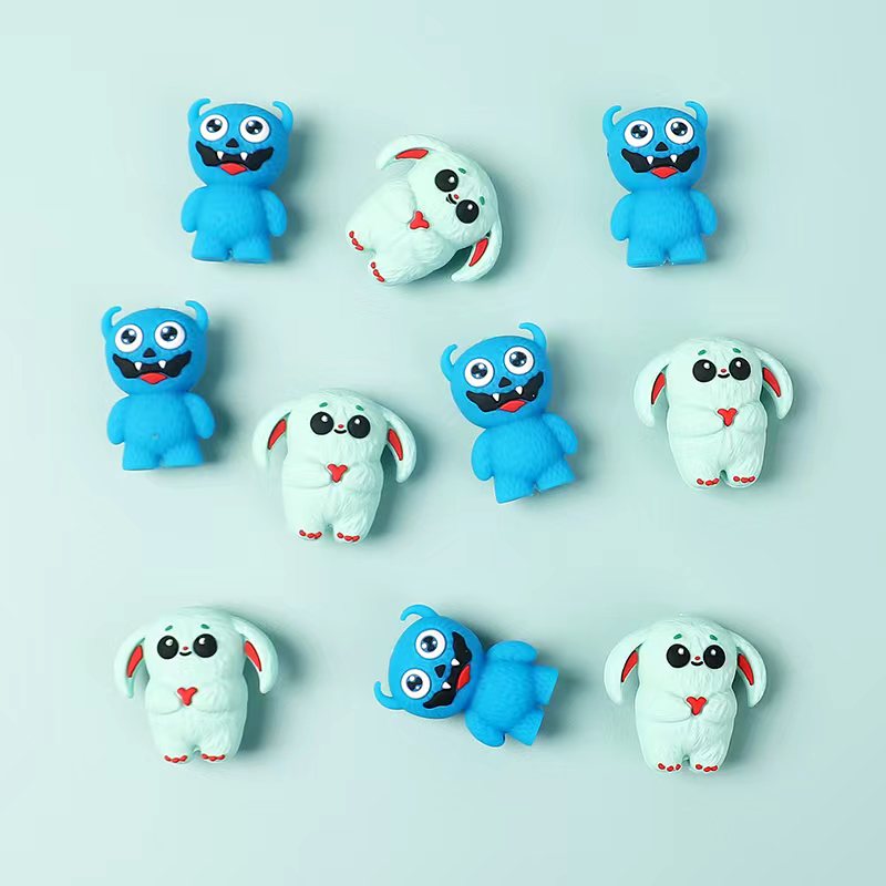 3D Cute Monster Toy Series Silicone Focal Beads Random Mix