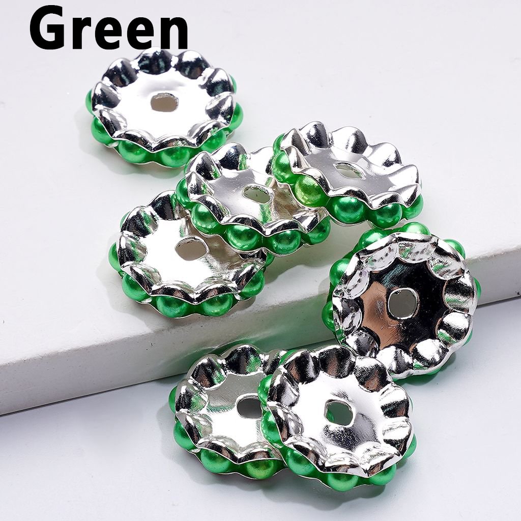 Wavy Silver Metal Spacer – Vibrant Multi-Color Pearls, 15MM