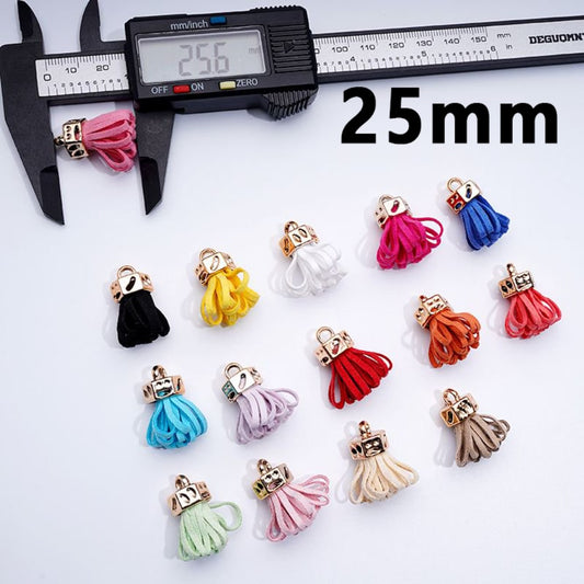 Mini Cute Solid Color Tassels with Rings for Jewelry Accessories, 25MM