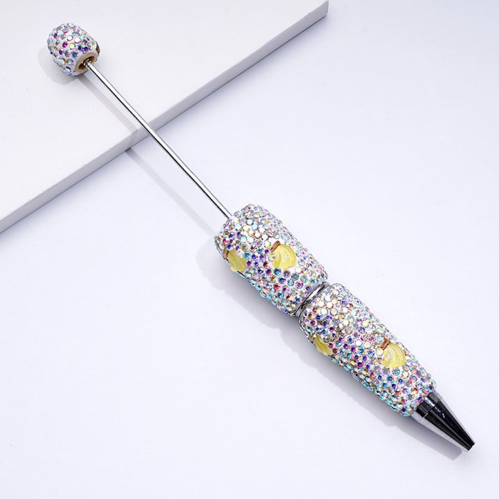 Yummy Yellow Banana Mini AB Rhinestones with Beadable Clay Pens Covered the Entire Pen