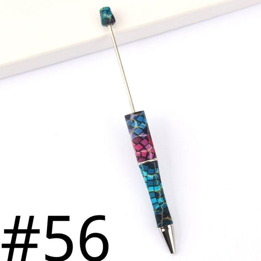 Marble Pavement Pattern Blue Pink Printed Beadable Pens Number 56