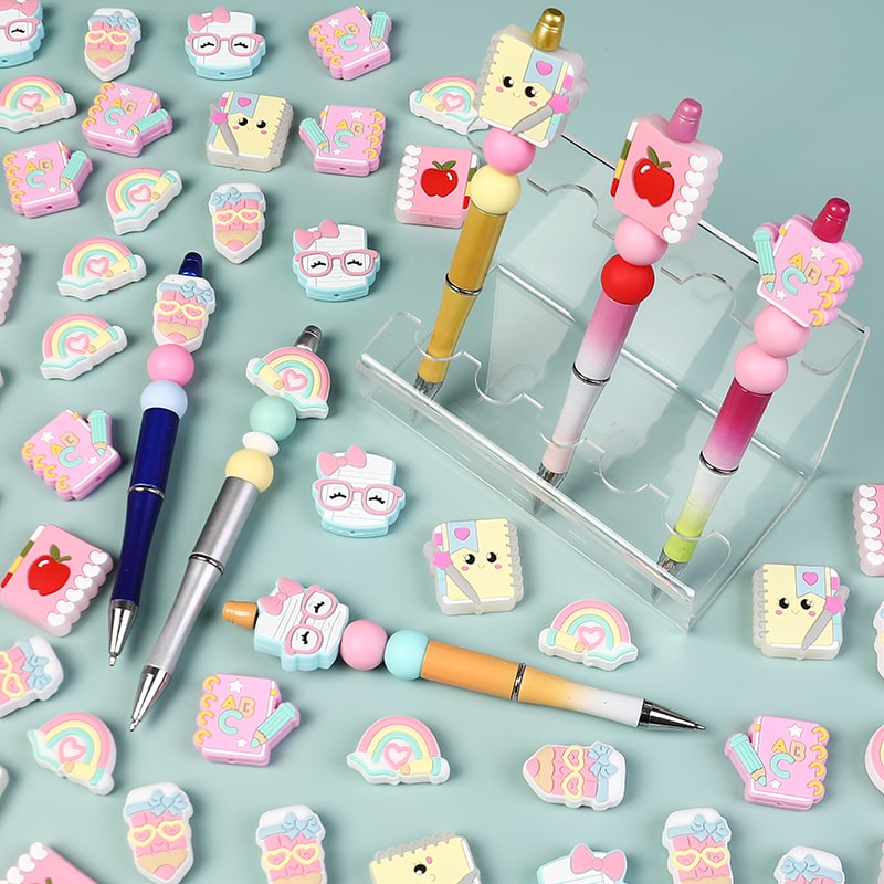 Cute Learning Stationery Series in Various Styles Silicone Focal Beads