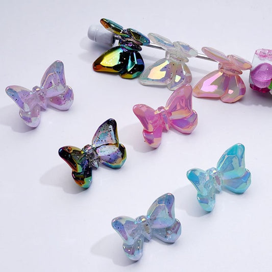 Multi-Color UV Coating Dazzling Butterfly Acrylic Beads, Around 24*20MM