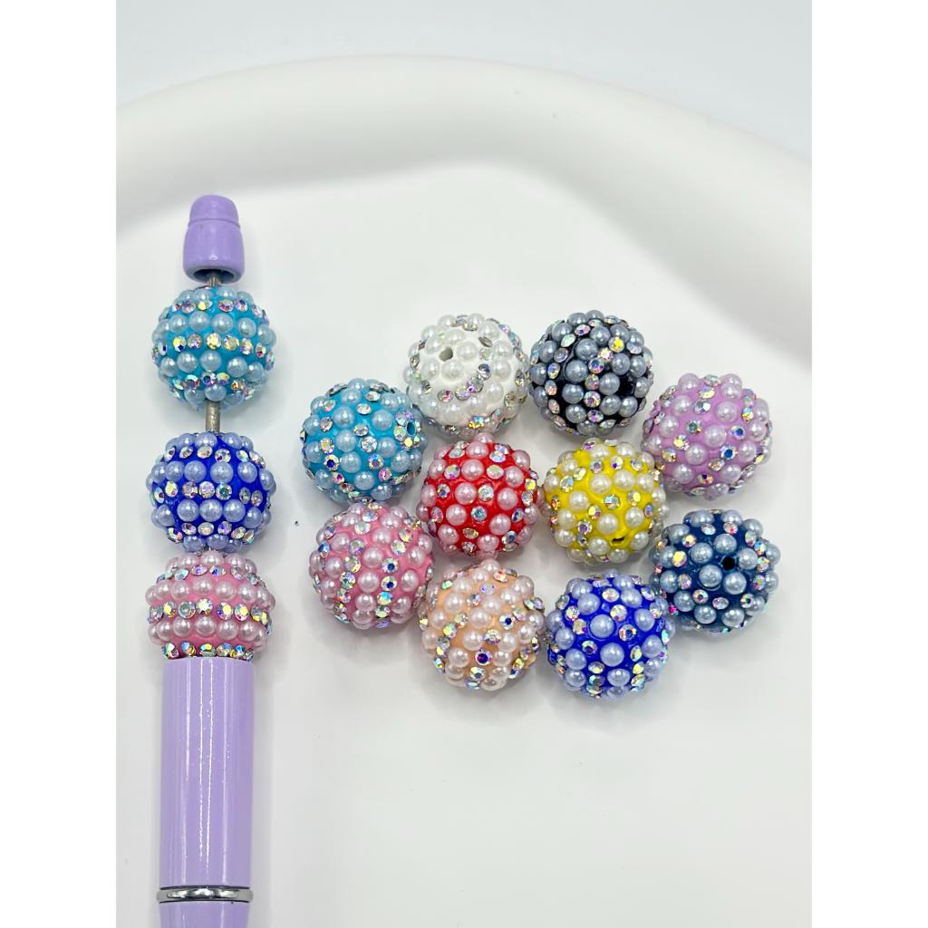 Pearl and Rhinestone Clay Beads,16mm, ZY