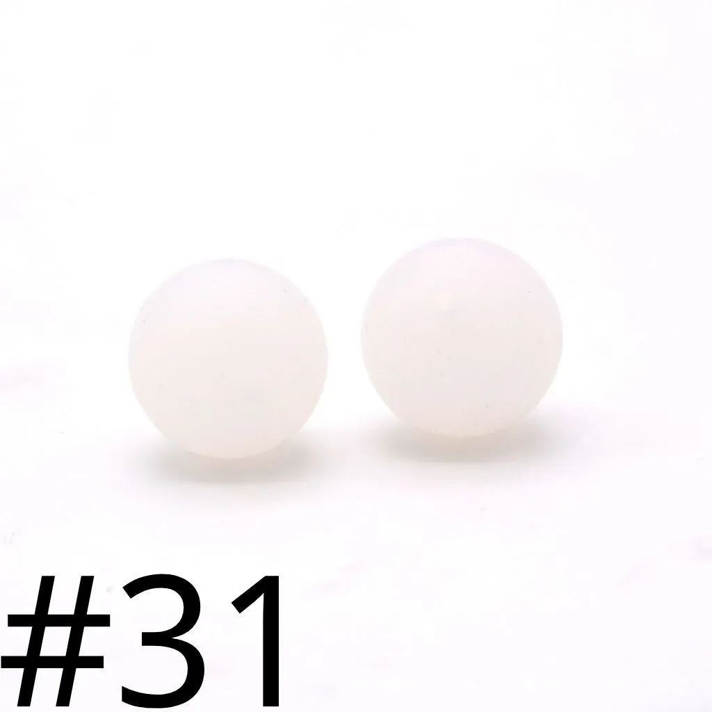 Silicone Beads, Solid Colors, 15 mm