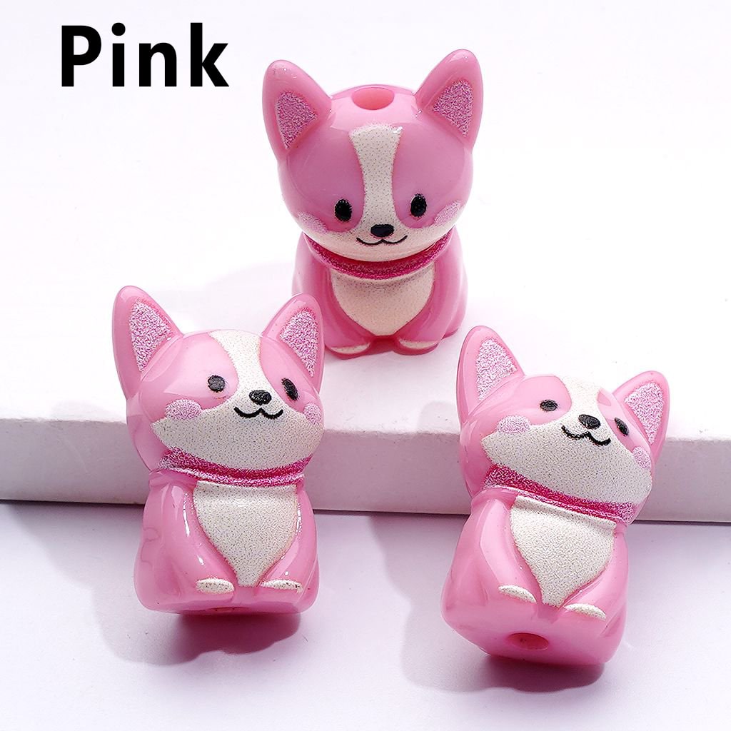 Adorable Solid Color Puppy Dog Acrylic Beads – 23x12MM Charm