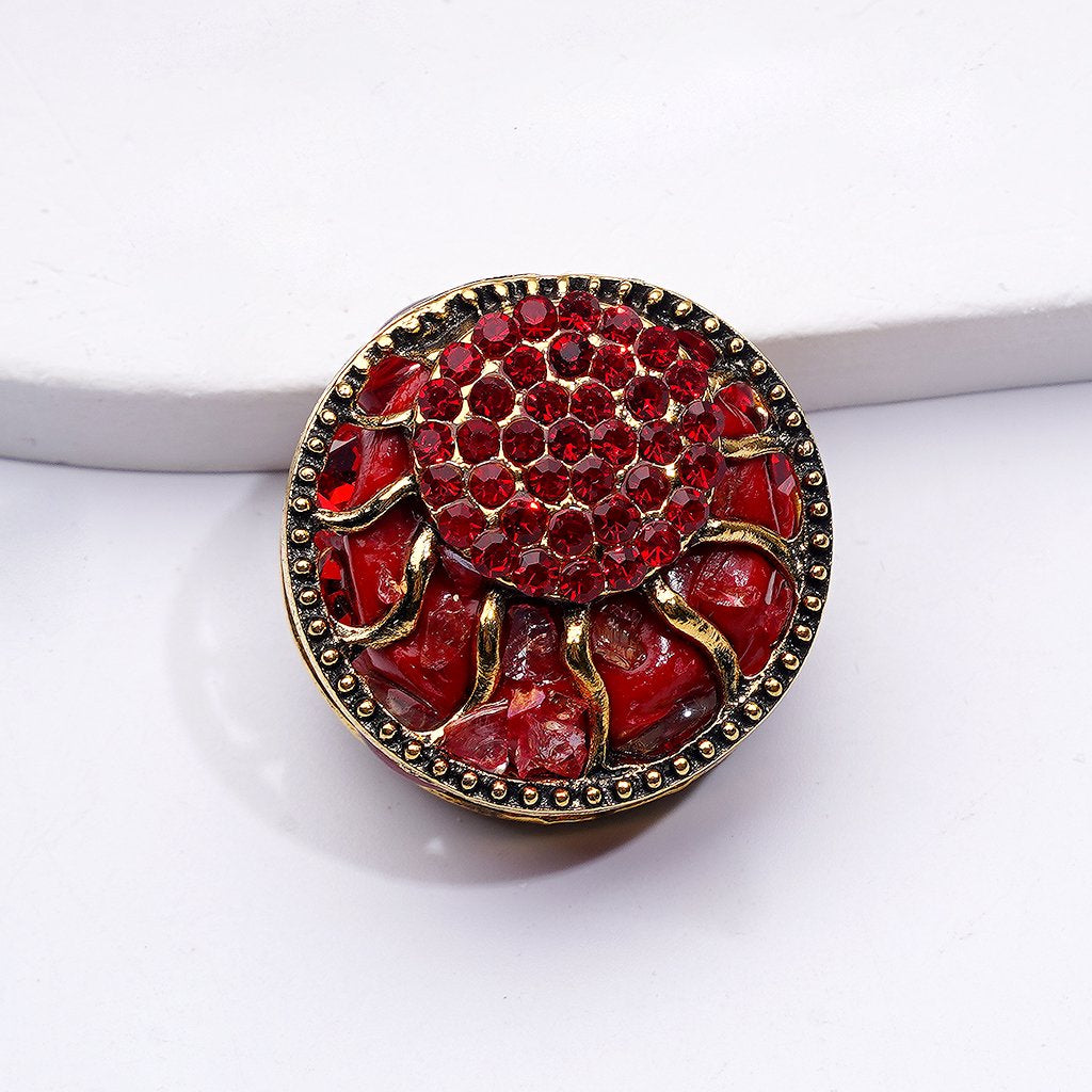 Gold Alloy Ring Fancy Delicate with Shiny Rhinestones Oval Pearls and Decorative Clay beads Around 24MM