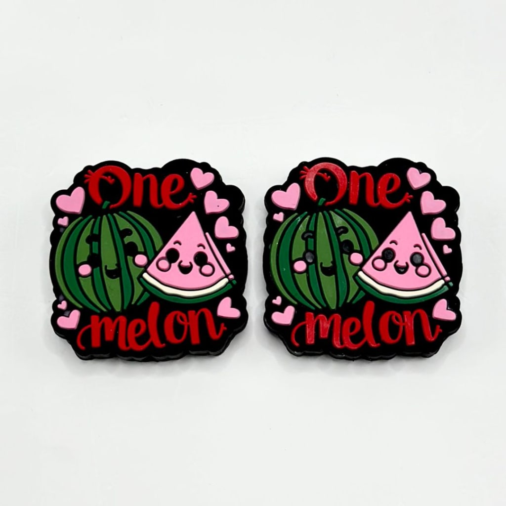 Pink Heart Love Valentines Fruits with One Watermelon Silicone Focal Beads