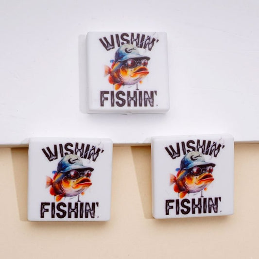 A Cool Fish with Sunglasses Cap Wishin Fishin Silicone Focal Beads