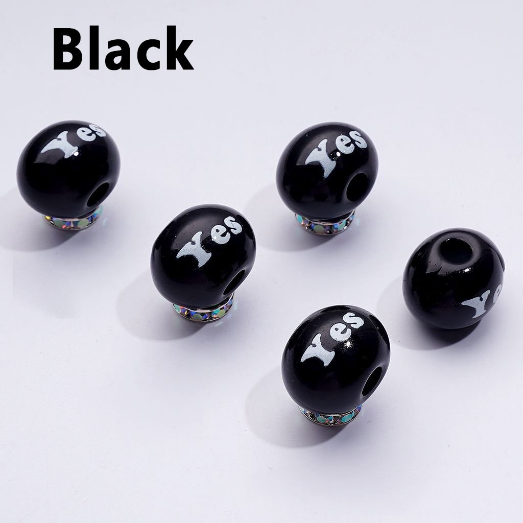 Mini Colorful Oval Beads with English Word Prints – Large Hole Acrylic, 13x15x20MM