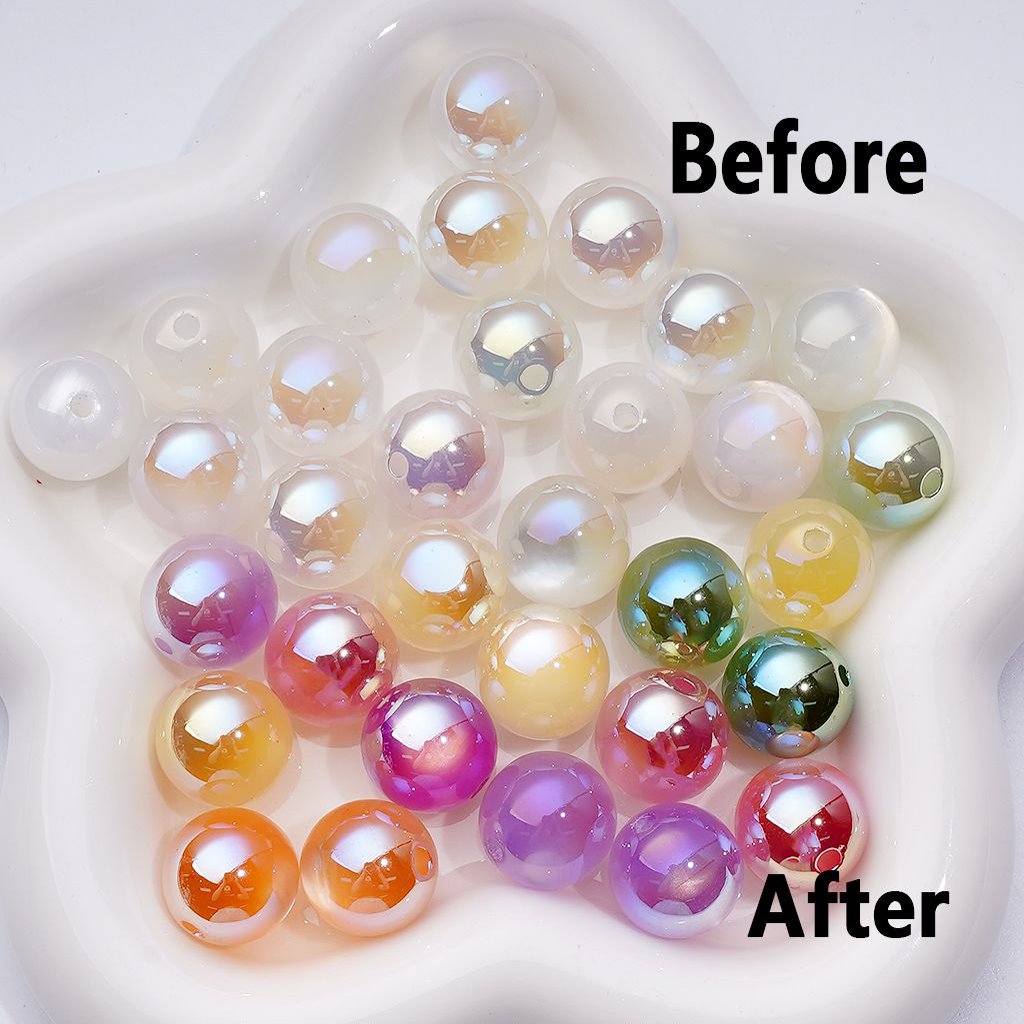 Color-Changing Cat Eye Acrylic Beads – 16MM Round White with UV Coating for Jewelry & Crafts