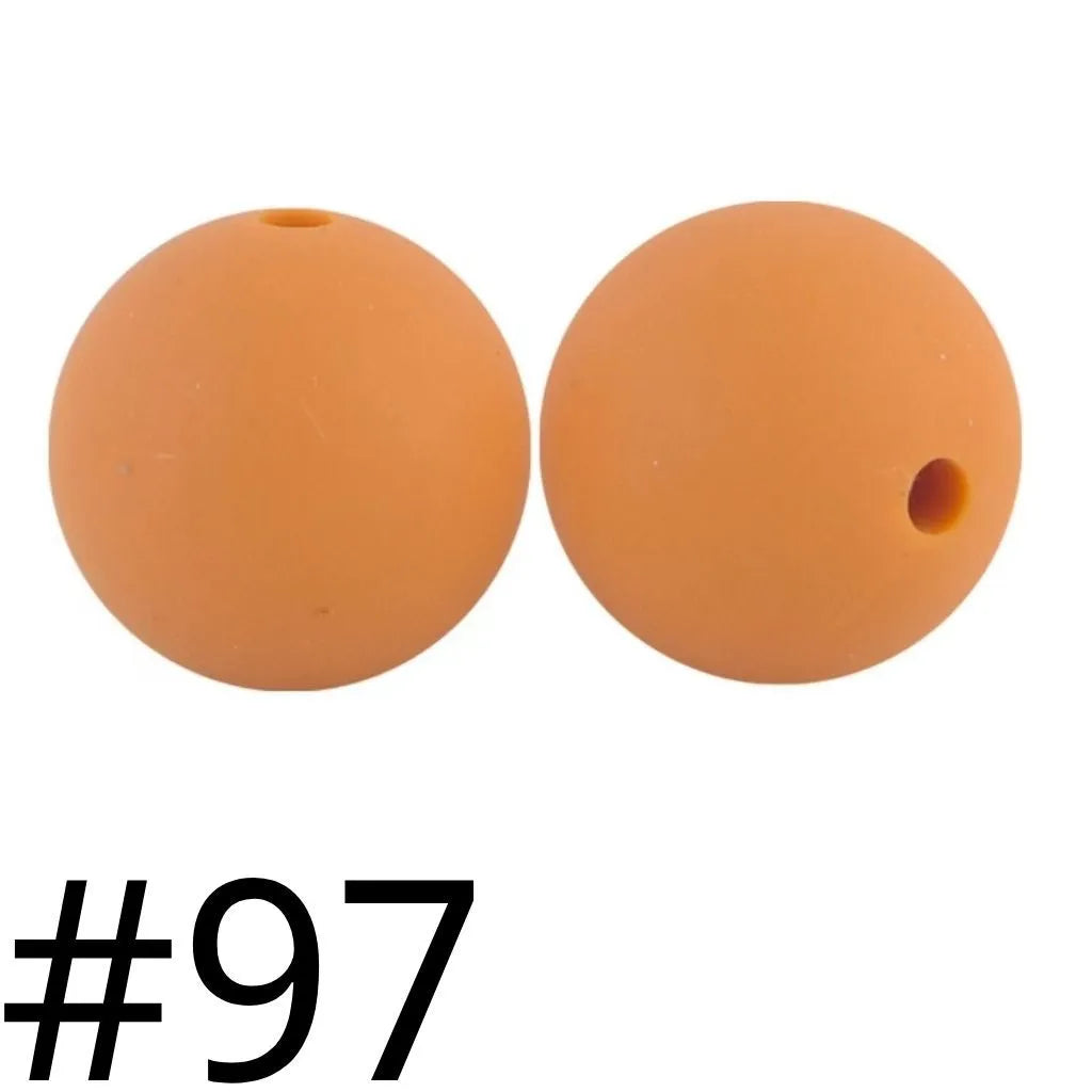 Silicone Beads, Solid Colors, 15 mm