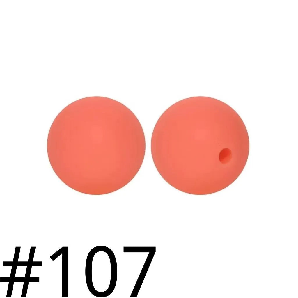 Silicone Beads, Solid Colors, 15 mm