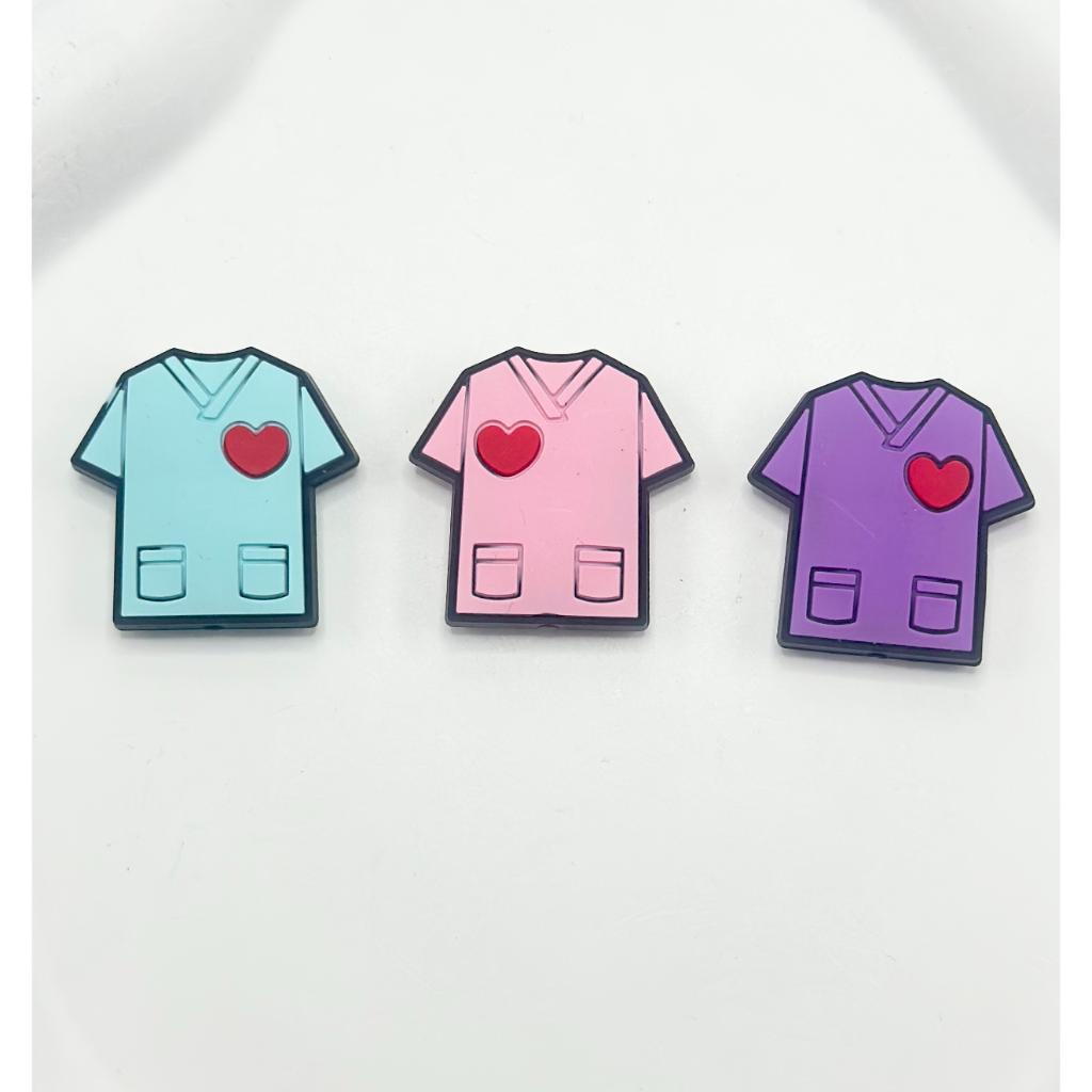 Stethoscope Uniform with Red Heart Doctor Nurse Silicone Focal Beads
