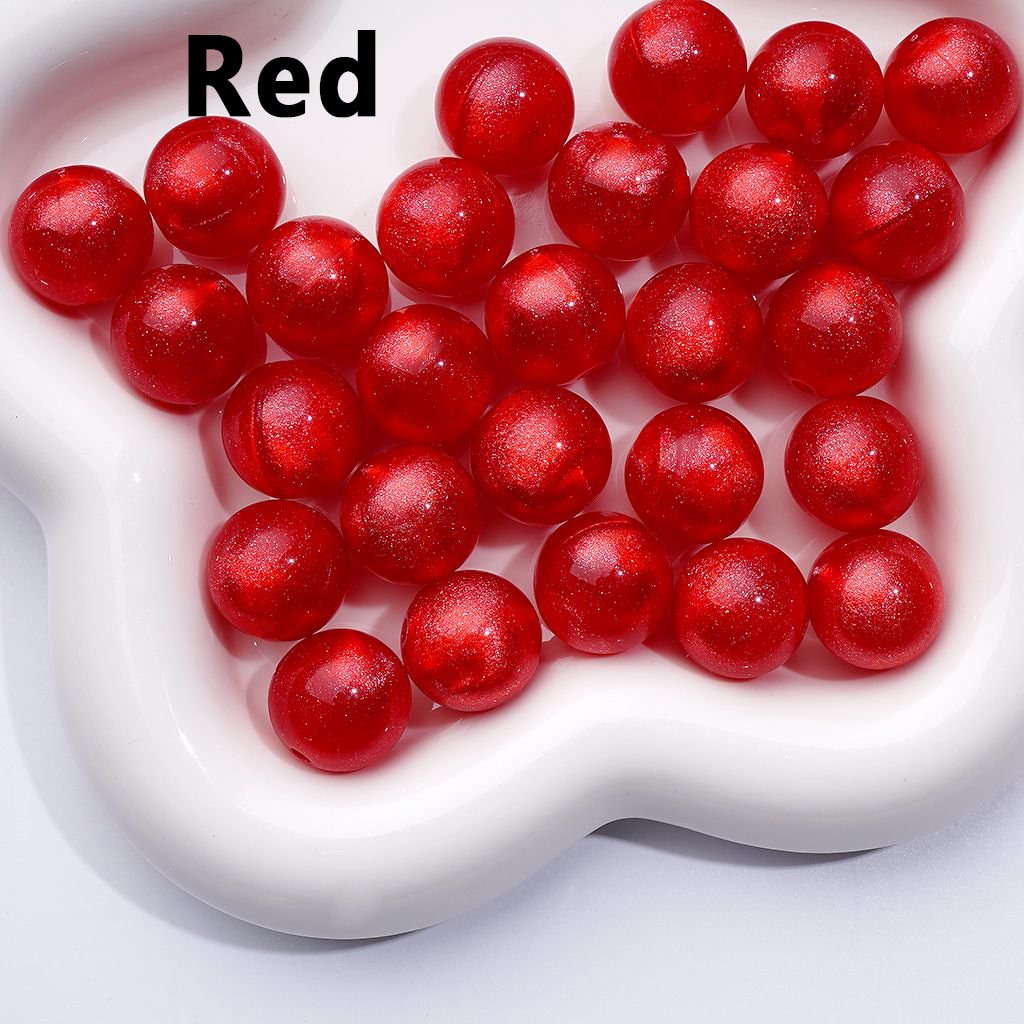 Glossy Multi-Color Round Acrylic Beads – Sparkling Glitter Finish, 16MM