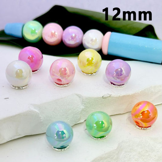 AB Coating Candy Color Round Bling Bling Acrylic Beads, 12MM, Please Read the Description