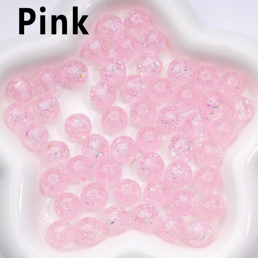 Glittering Multi-Color Acrylic Beads with Mini Flakes & Crystal Shine, 12MM