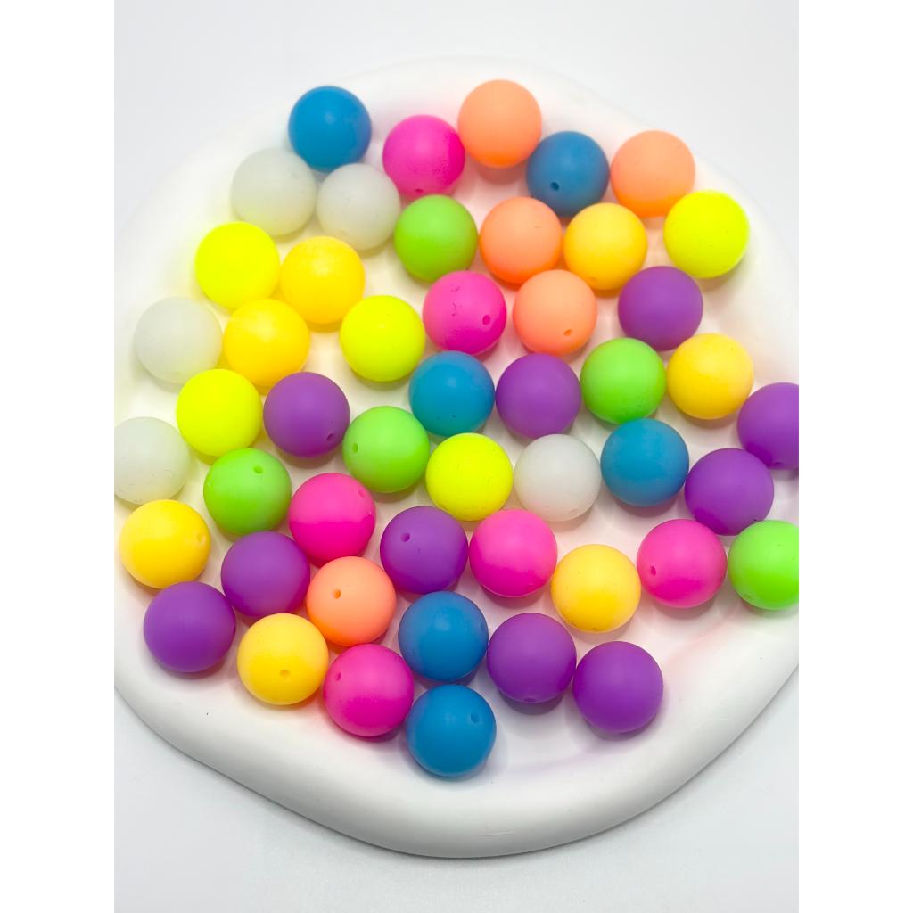 Round Hexagone 17mm,19mm Glow in the Dark Luminous Neon Solid Color Silicone Beads Large