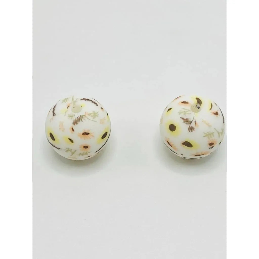 Round Printed Silicone Beads 15 mm
