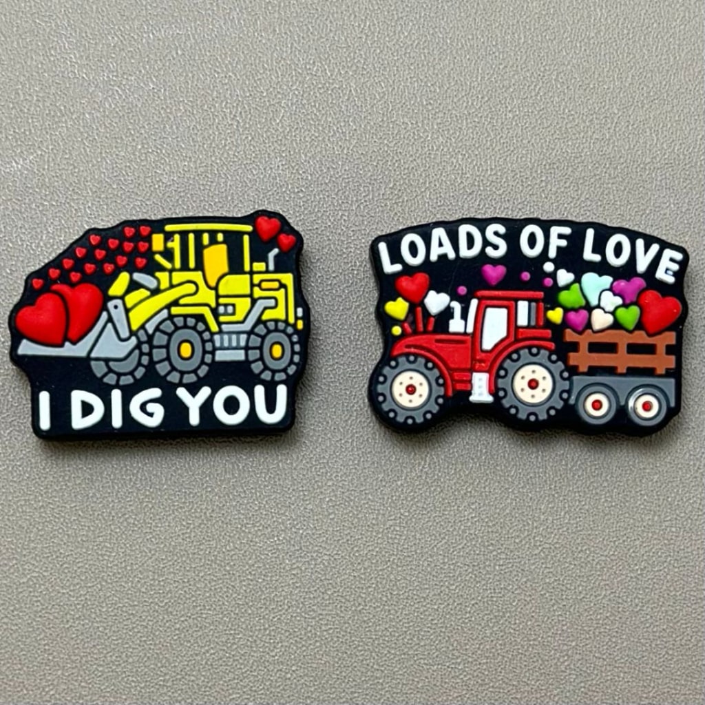 Valentine's Day I Dig You Loads of Love Red Hearts Love Silicone Focal Beads