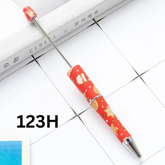 Stars Christmas  with Orange Santa Print Printed Beadable Pens Number 123H