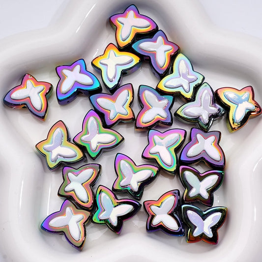 UV-Coated Dual-Tone Butterfly Acrylic Beads – Striking White & Black, 20×17MM