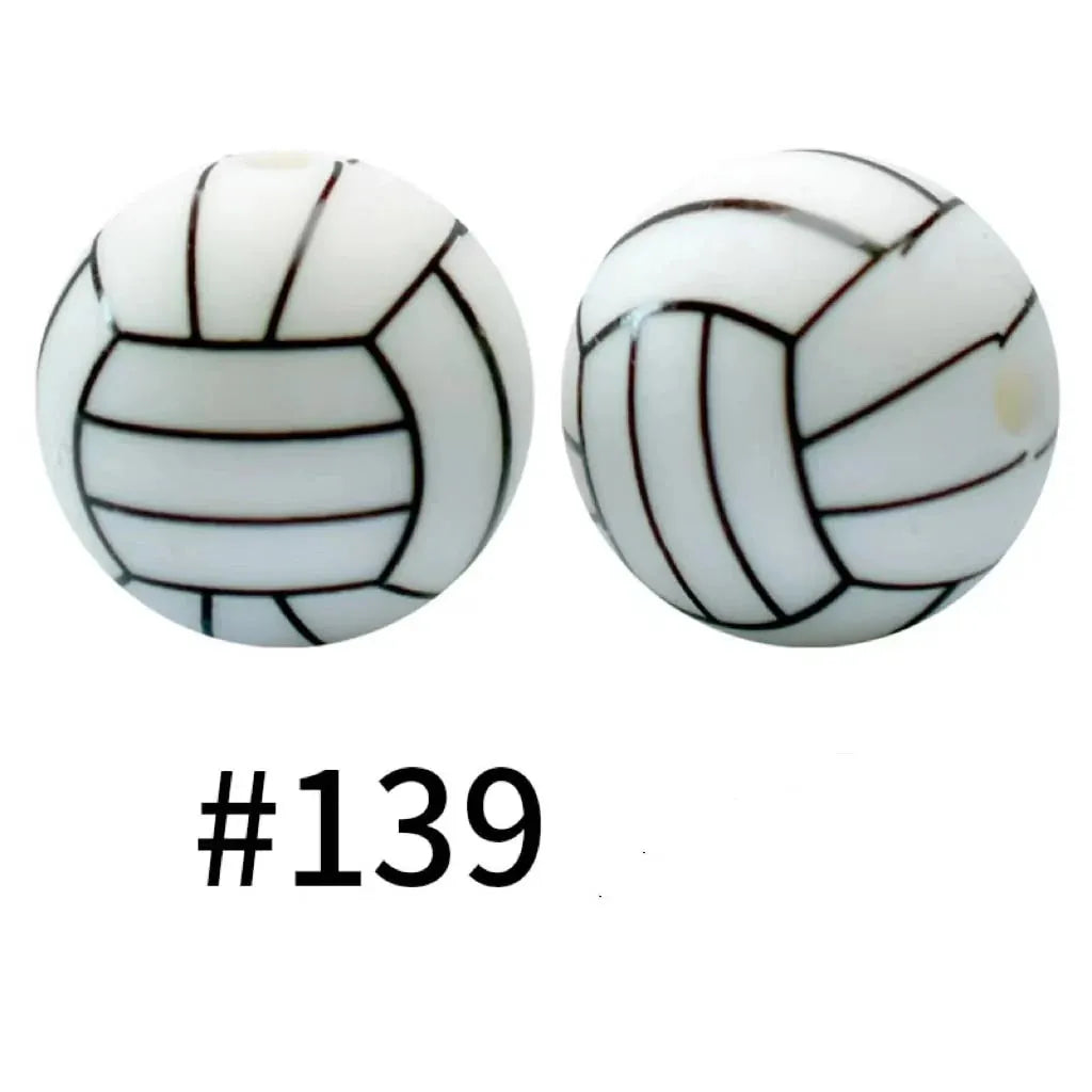 Round Printed Silicone Beads 15 mm