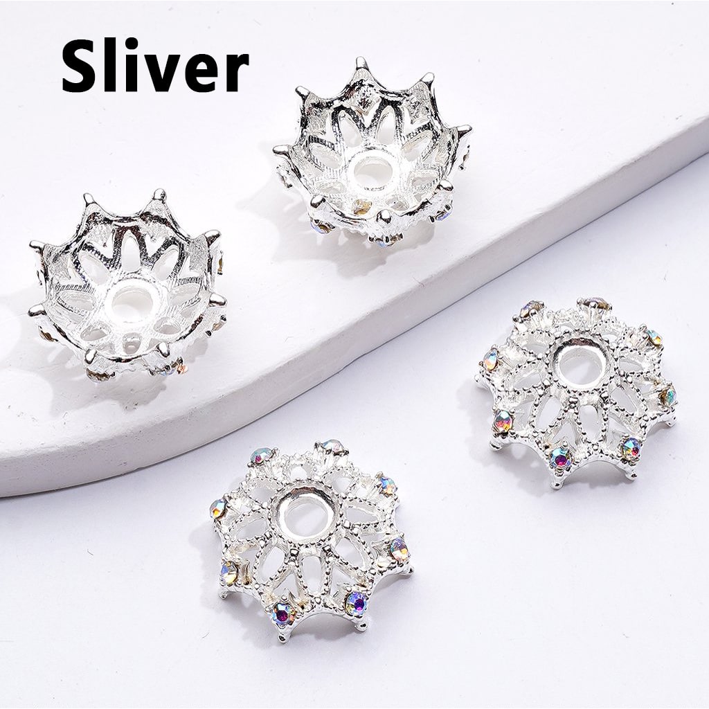 Elegant Rhinestone Metal Bead Caps – Delicate 18MM Cages for 16MM Beads
