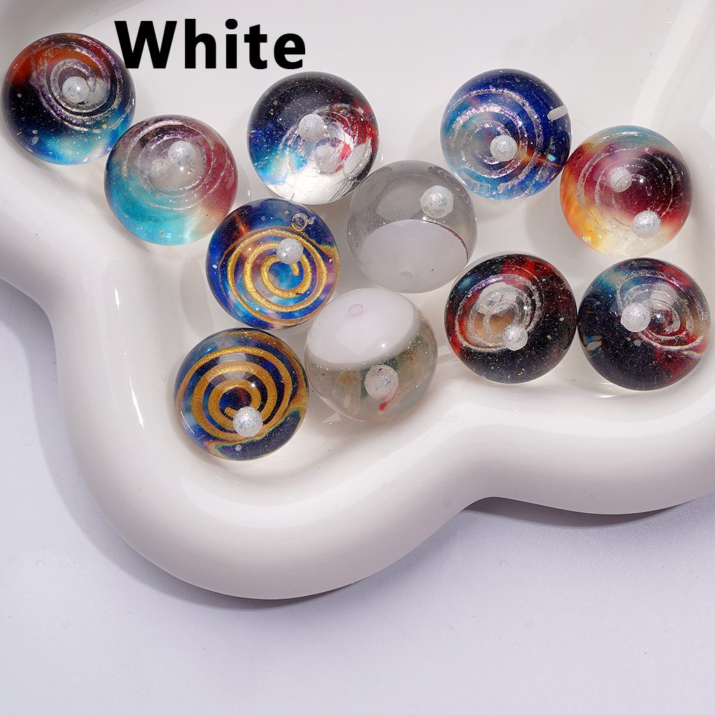 Stunning Clear Acrylic Beads with Glitter & a Luminous Galaxy Planet Design, 20MM
