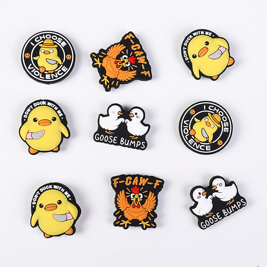 Silicone Focal Beads Duck and Chick Series with Sayings, Multi-Color