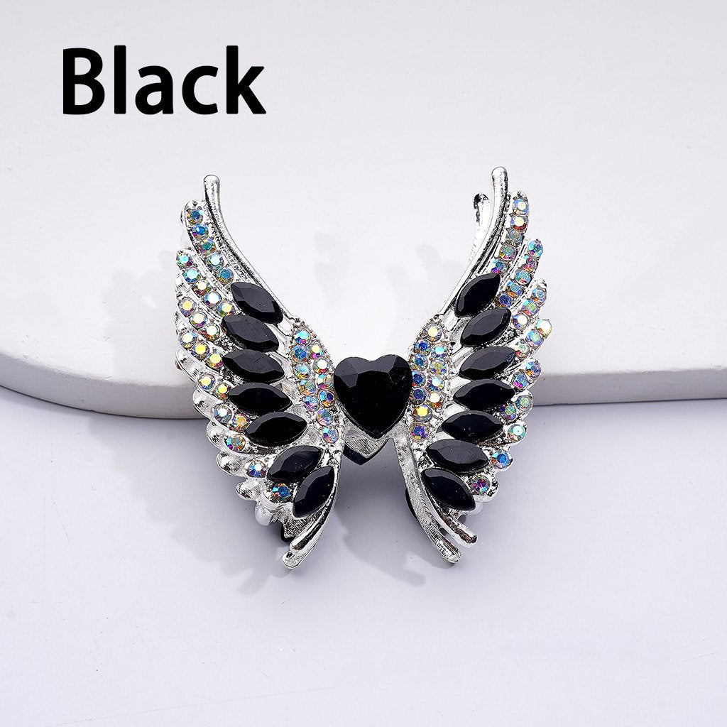 Exquisite Fancy Silver Alloy Angel's Wings Beads with Shiny Rhinestones, 46*50MM, Random Mix