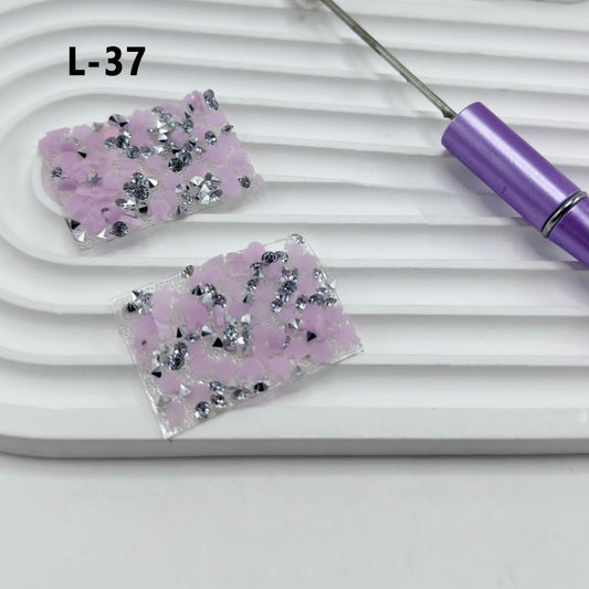 DIY Bling Bling Cone Shape Clear Rhinestones Purple Bunny Heads Wraps Tapes for Pen, Around 40*28MM, 78pcs in 1 Sheet, Please Read the Description
