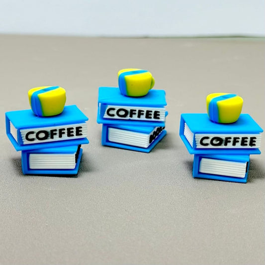 Coffee Cup Book 3D Vivid Cute Silicone Focal Beads