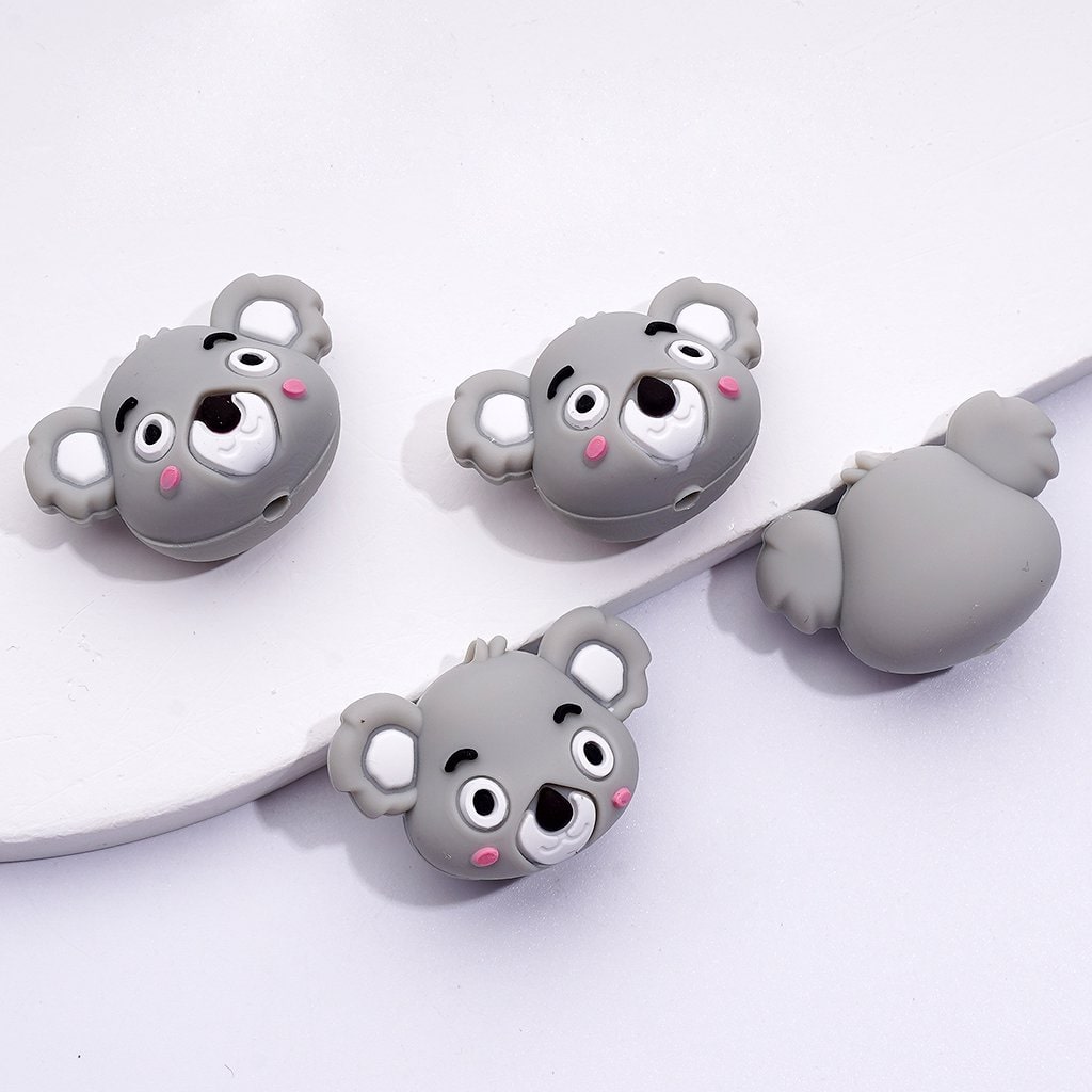 3D Naughty Cute Koala Head Silicone Focal Beads